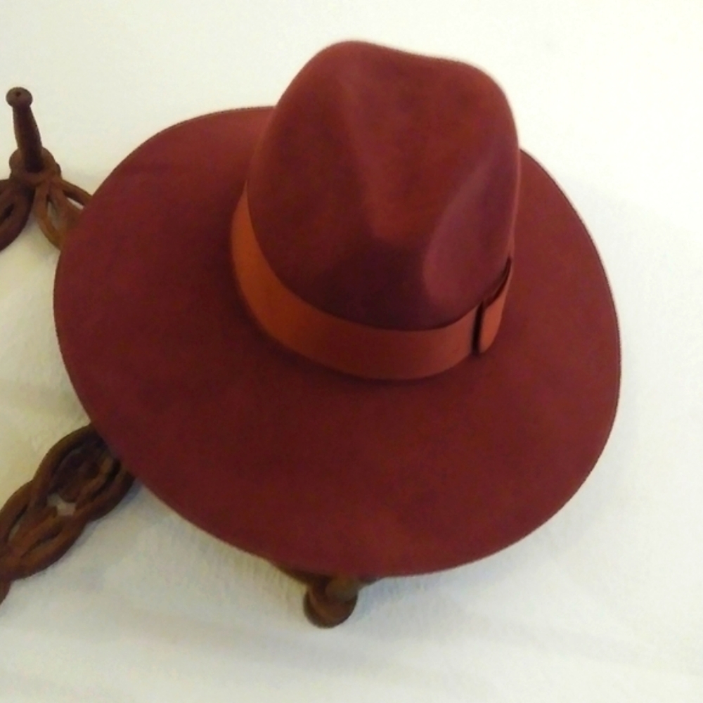 Brixton Wool Merlot Wide brim Fedora Hat - Picture 2 of 7